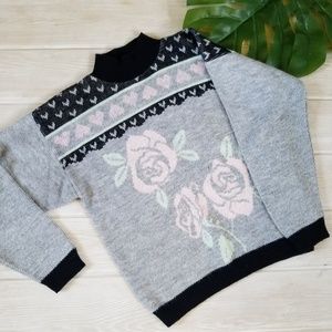 Vintage 80s Hearts and Roses Sweater